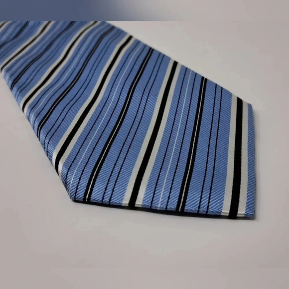Canali Men's Tie Neck Tie  Blue Striped 100% Seta Silk Italy 58" MINT - Picture 3 of 10